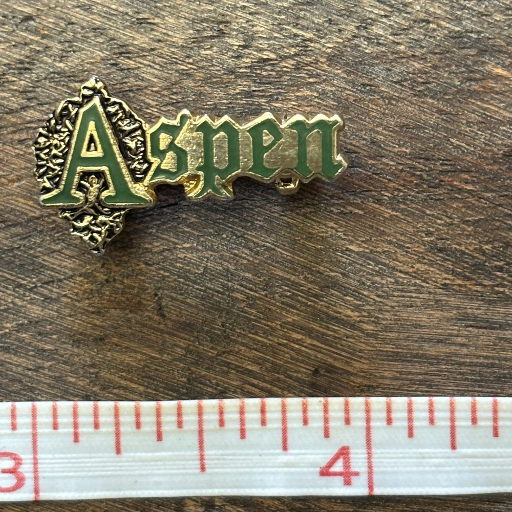 Aspen Colorado Souvenir Leaf Pin Gold Tone